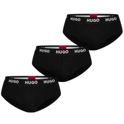 Hugo 3 Pack of Hip Briefs in Black