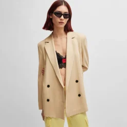 Hugo Aboma-1 Double-Breasted Blazer in Beige