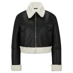 Hugo Adaph-1 Faux Sheepskin Jacket in Black