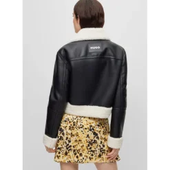 Hugo Adaph-1 Faux Sheepskin Jacket in Black