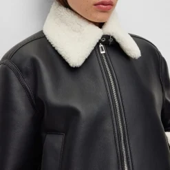 Hugo Adaph-1 Faux Sheepskin Jacket in Black