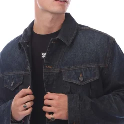 Hugo Adjustable Hem Denim Jacket in Dark Blue