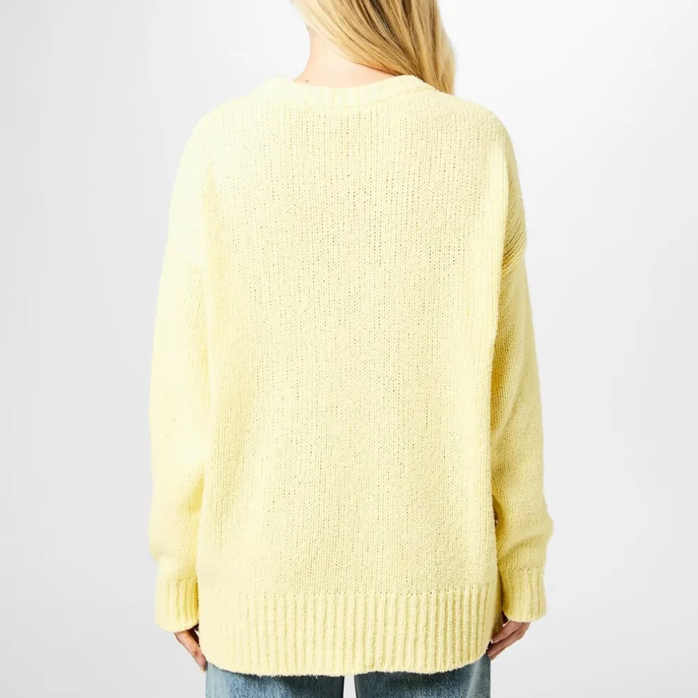 Hugo Crew Neck Lettering Relaxed Fit Sweater in Pink