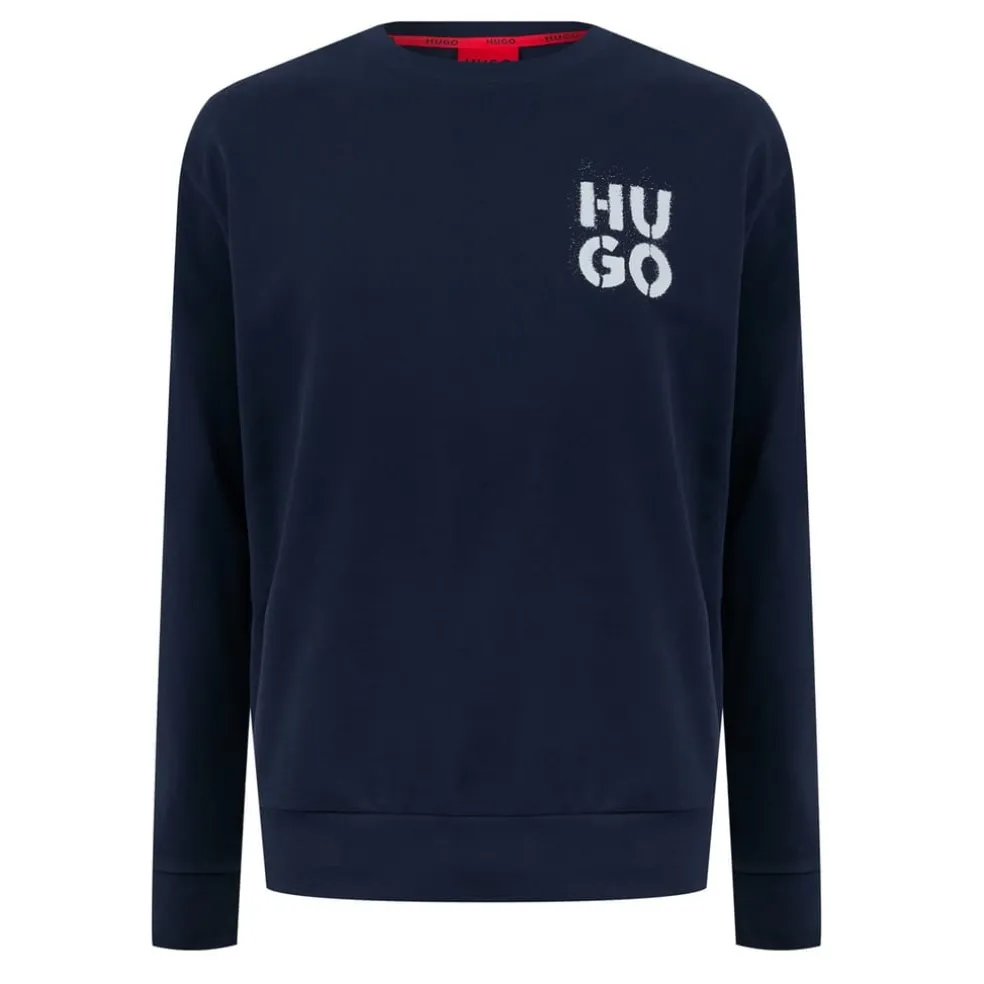 Hugo Crew Neck Long Sleeve Relaxed Fit Sweatshirt in Blue