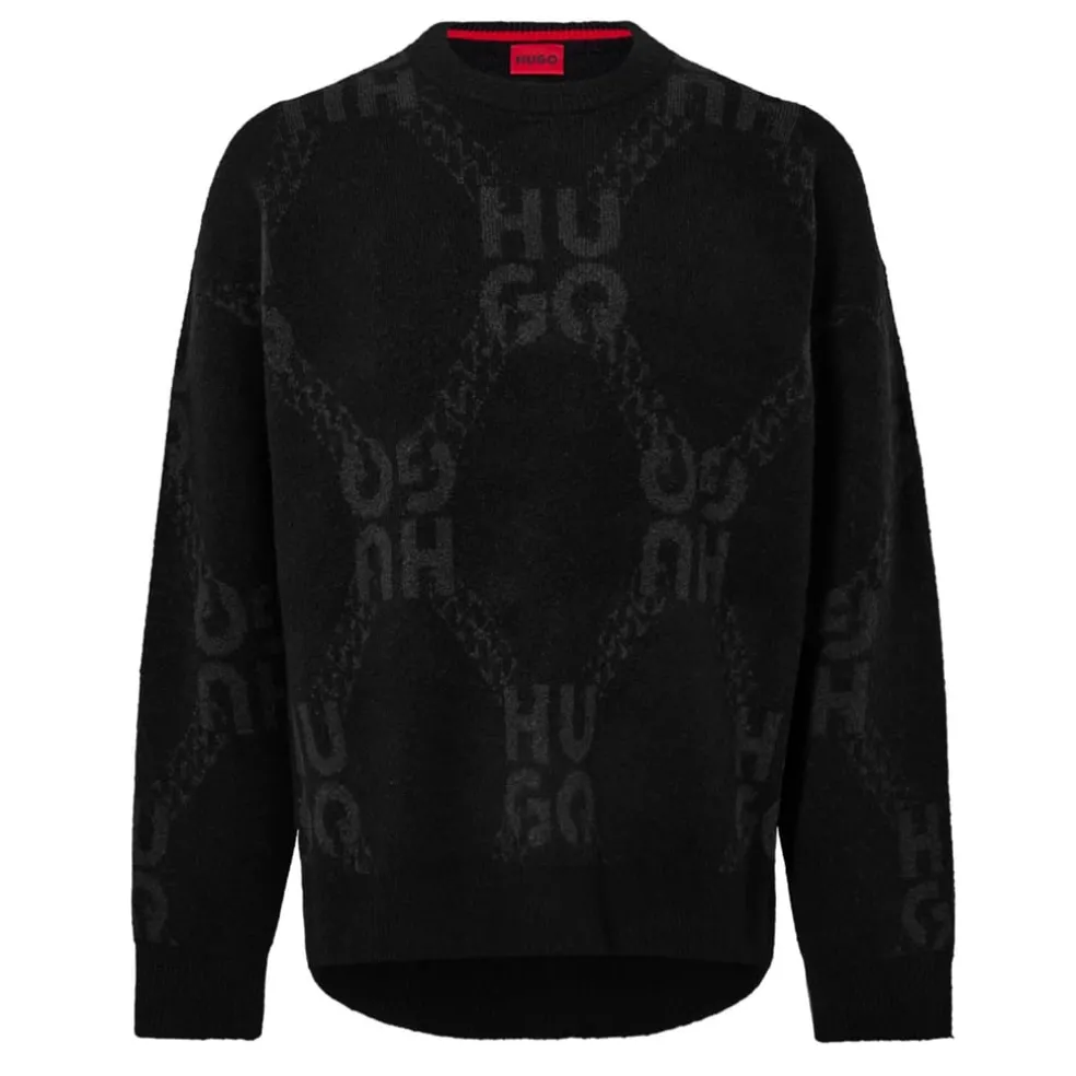 Hugo Crew Neck Relaxed Fit Sweater in Black