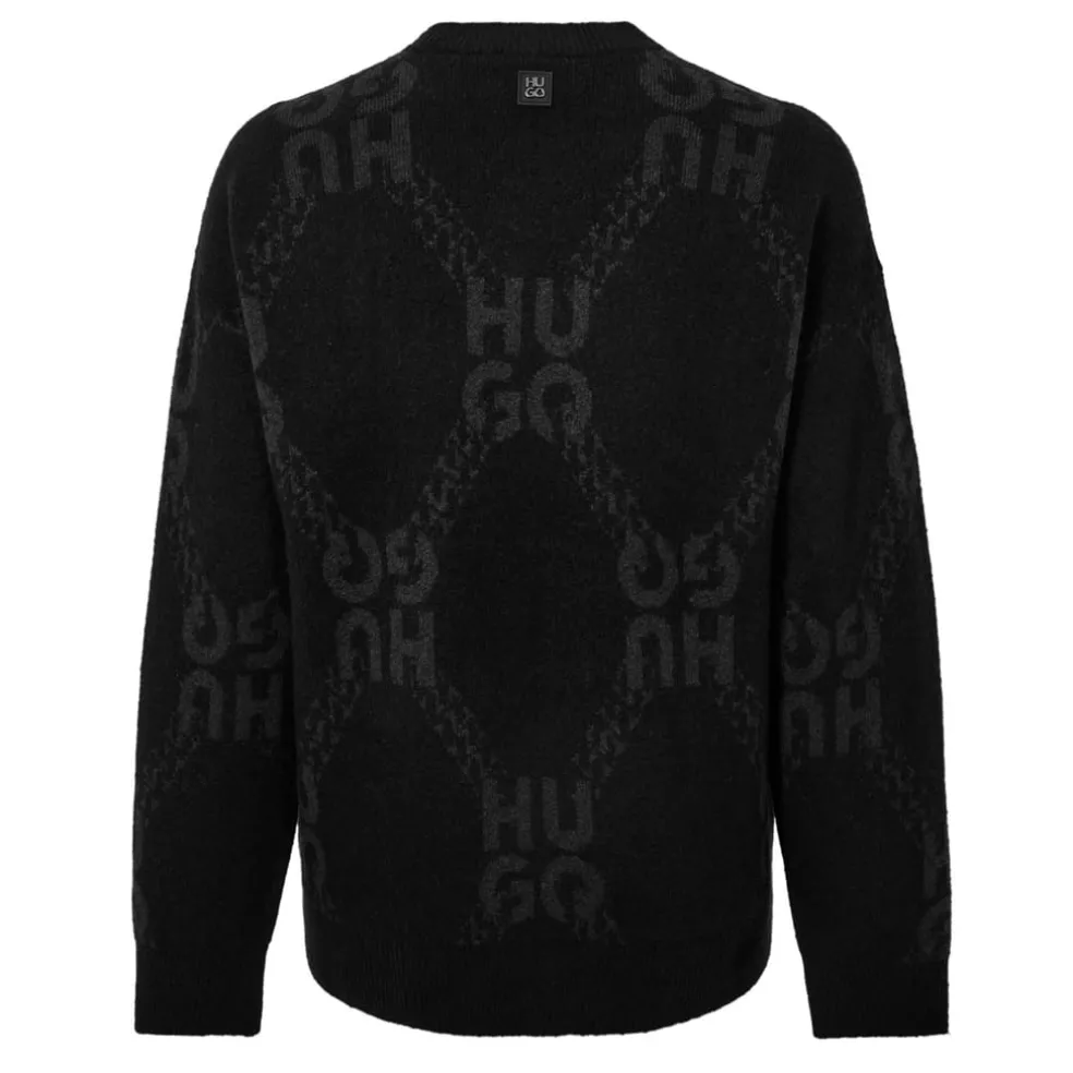 Hugo Crew Neck Relaxed Fit Sweater in Black