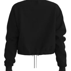 Hugo Cropped Crew Neck Relaxed Fit Sweatshirt in Black