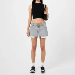Hugo Cropped Mock Neck Slim Fit Tank in Black