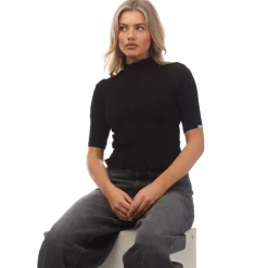 Hugo Dandelia Ruffle-Trim Top in Black