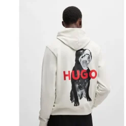 Hugo Dartchon Animal Graphic Hoodie in Natural