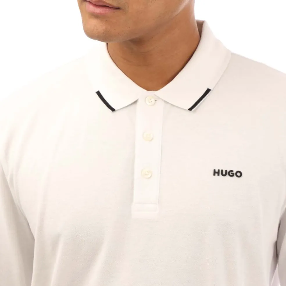 Hugo Derrikos Logo Detail Polo Shirt in Natural