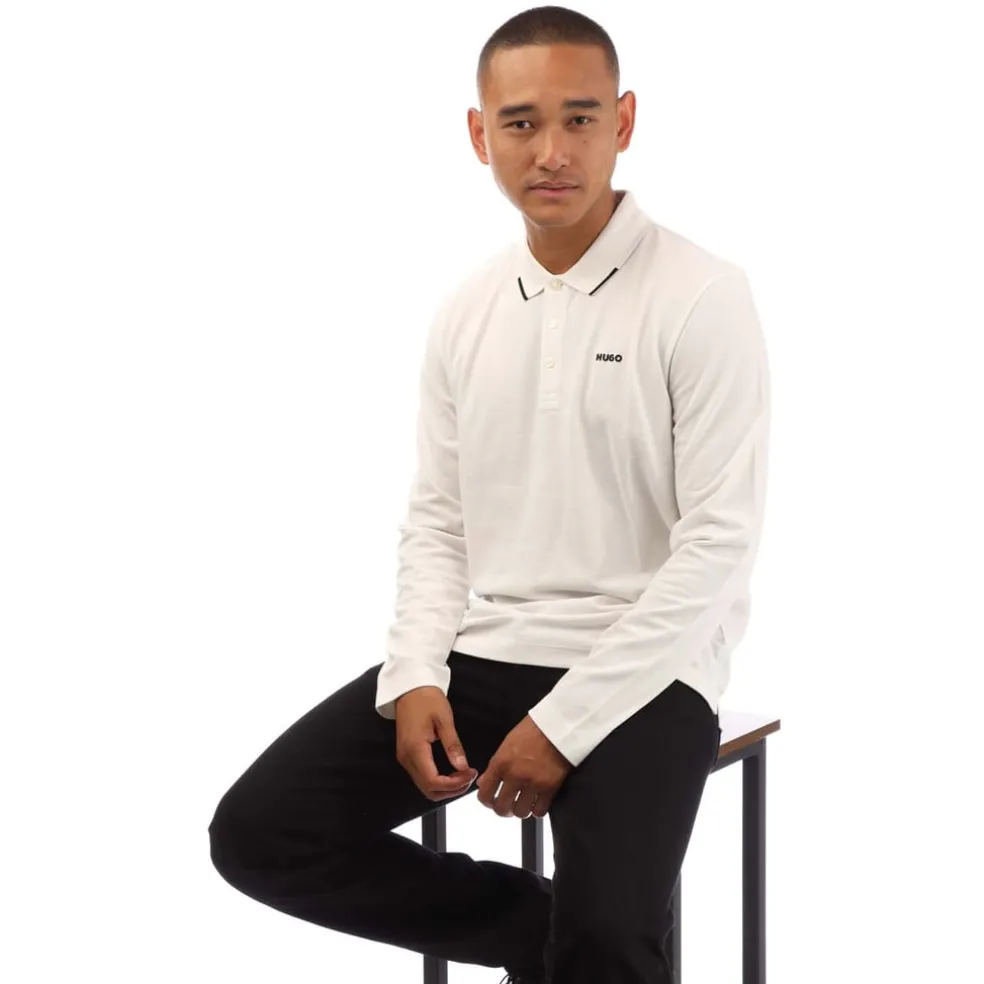 Hugo Derrikos Logo Detail Polo Shirt in Natural