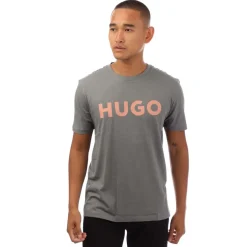 Hugo Dulivio Logo Print T-Shirt in Grey