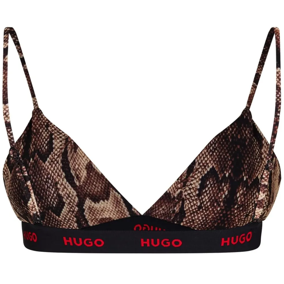 Hugo Exotika Snake Skin Pattern Triangle Bikini Top in Brown
