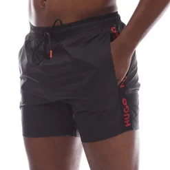 Hugo Fab Logo Tape Swim Shorts in Black