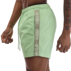 Hugo Fab Logo Tape Swim Shorts in Green