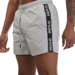 Hugo Fab Logo Tape Swim Shorts in Grey