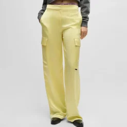 Hugo Hakila-1 Relaxed-Fit Cargo Trousers in Yellow