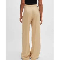 Hugo Haniana-2 Relaxed-Fit Wide-Leg Trousers in Beige