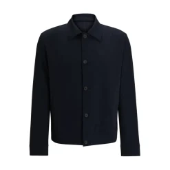 Hugo Hellys Slim-Fit Overshirt in Dark Blue