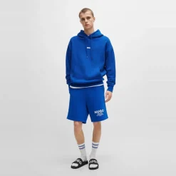 Hugo Hooded Relaxed Fit Long Sleeve Sweatshirt in Blue