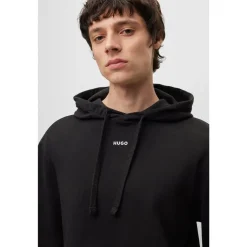 Hugo Hooded Relaxed Fit Long Sleeve Sweatshirt in Black