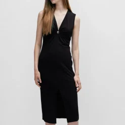 Hugo Kerta-1 Sleeveless Midi Dress in Black