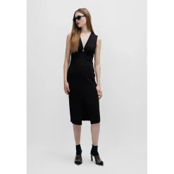 Hugo Kerta-1 Sleeveless Midi Dress in Black