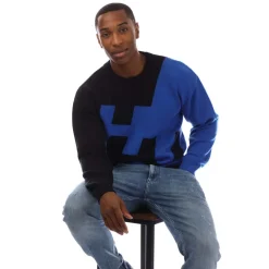 Hugo Knitted Crewneck Sweatshirt in Blue