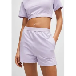 Hugo Logo Waistband Shorts in Purple