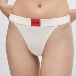Hugo Logo Waistband Thong in Natural