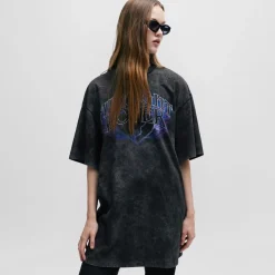 Hugo Nelaja Cotton Jersey T-Shirt Dress in Black