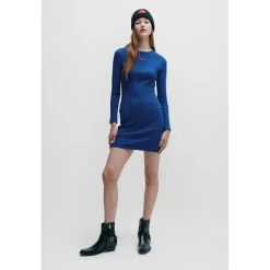 Hugo Nemalia Stretch-Cotton Dress in Blue