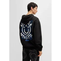 Hugo Nothentico Seasonal Artwork Hoodie in Black