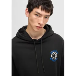 Hugo Nothentico Seasonal Artwork Hoodie in Black