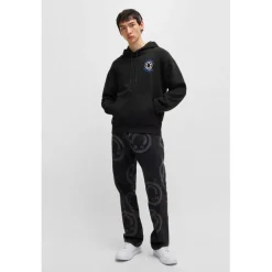 Hugo Nothentico Seasonal Artwork Hoodie in Black