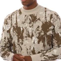 Hugo Palm Tree Jacquard Sweatshirt in Beige