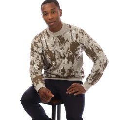 Hugo Palm Tree Jacquard Sweatshirt in Beige