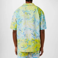Hugo Relaxed Fit Short Sleeve Beach Shirt in Yellow