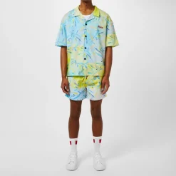 Hugo Relaxed Fit Short Sleeve Beach Shirt in Yellow