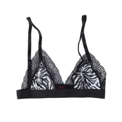 Hugo Unpadded Zebra Print Triangle Bra in White