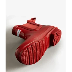Hunter Chelsea Gloss Block Heel Boots in Red