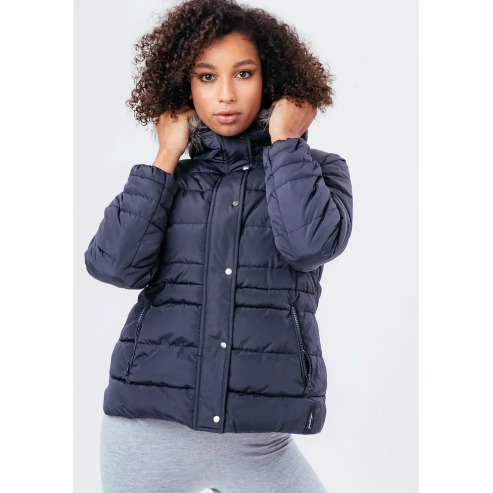 Hype Short Hooded Relaxed Fit Coat in Blue