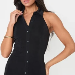 I Saw It First Button Front Maxi Dress in Black