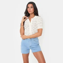 I Saw It First Crochet Lace Top in Cream