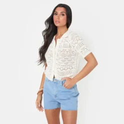 I Saw It First Crochet Lace Top in Cream