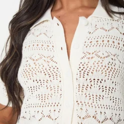 I Saw It First Crochet Lace Top in Cream
