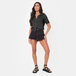 I Saw It First Crochet Lace Top in Black