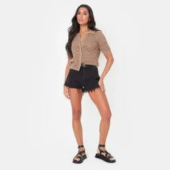 I Saw It First Crochet Lace Top in Brown