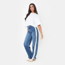 I Saw It First Side Stripe Wide Leg Jean in Blue